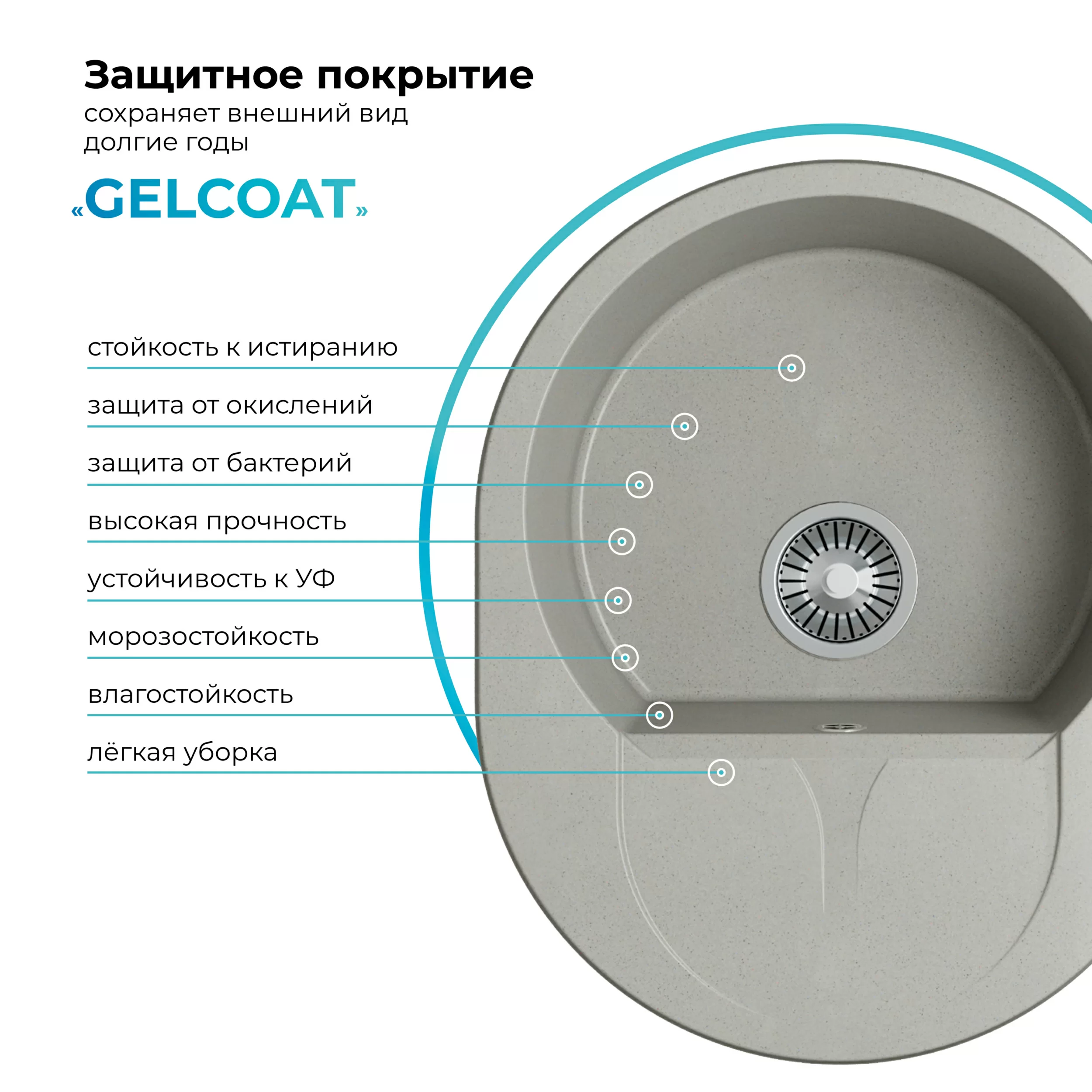 Кухонная мойка Polygran Atol-620 "Серый"