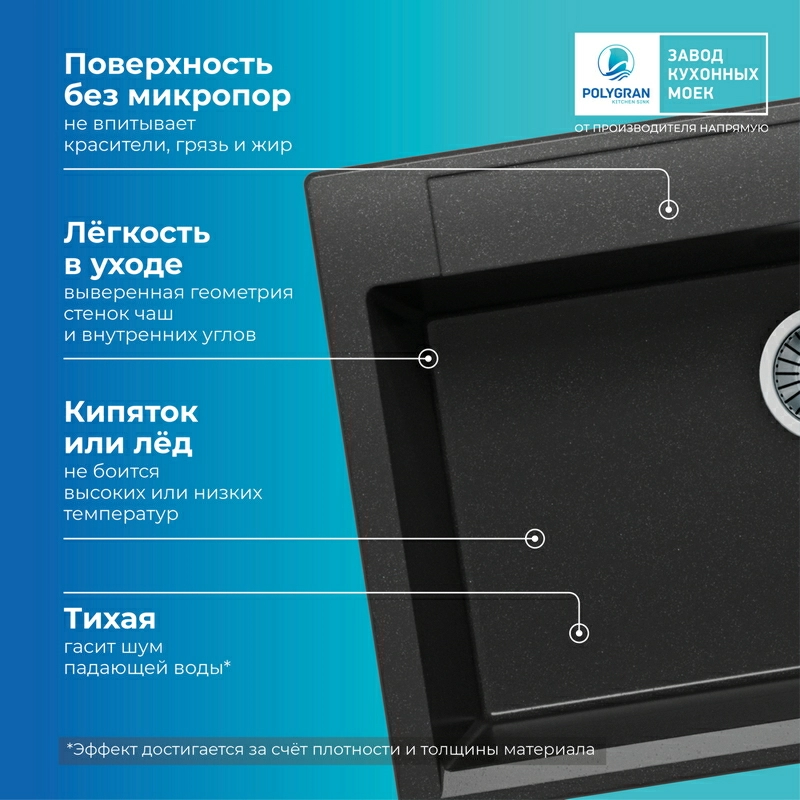 Кухонная мойка Polygran Argo-760 "Чёрный"