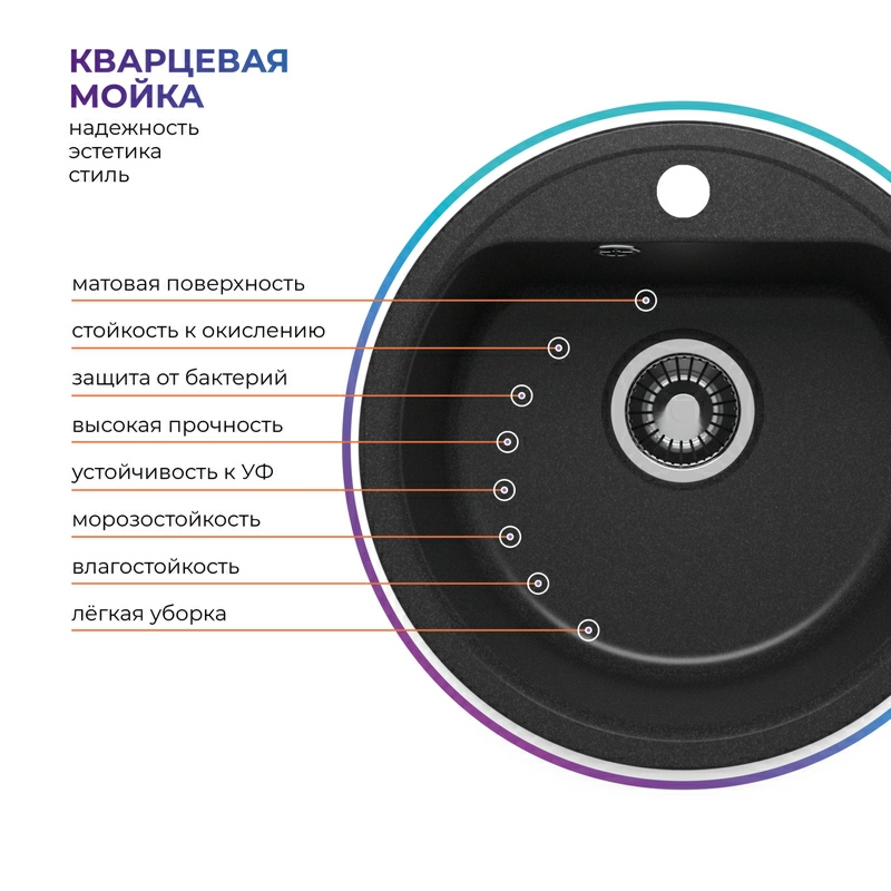 Кухонная мойка Quartzbond-480 "Уголь"