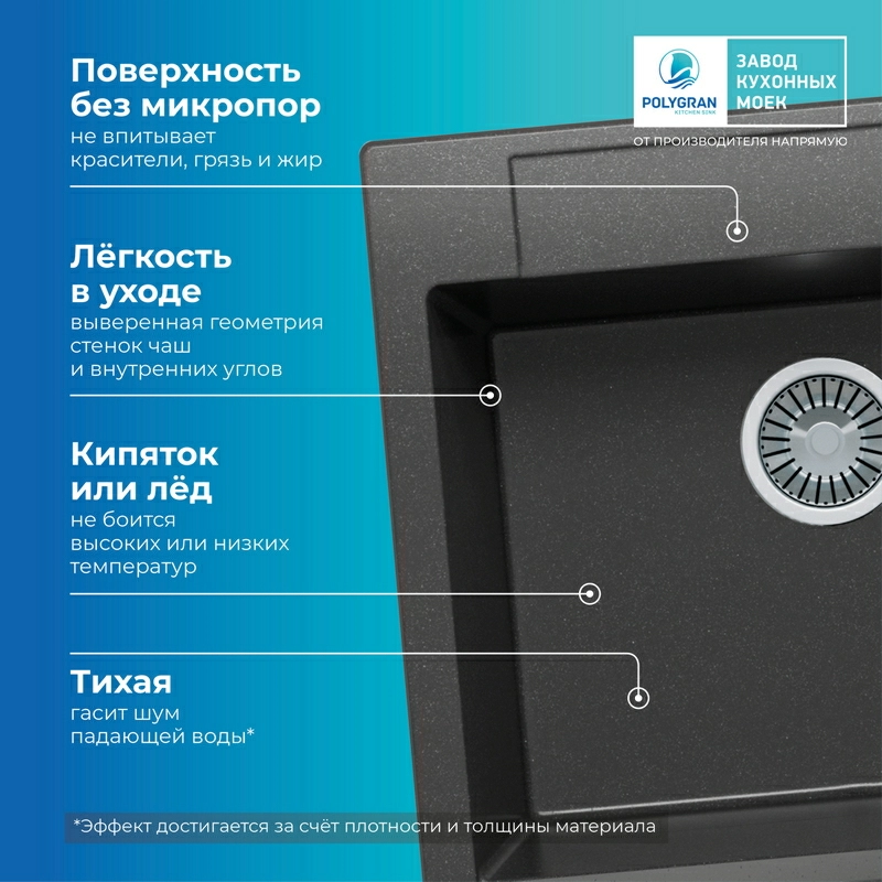 Кухонная мойка Polygran Argo-560 "Чёрный"