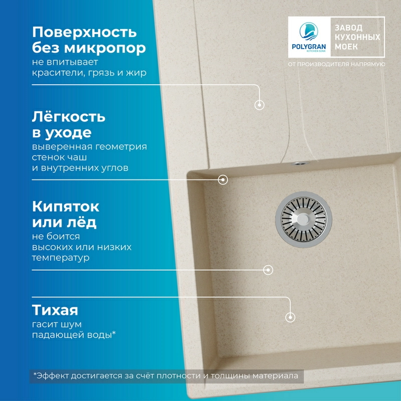 Кухонная мойка Polygran Gals-860 "Кремовый"