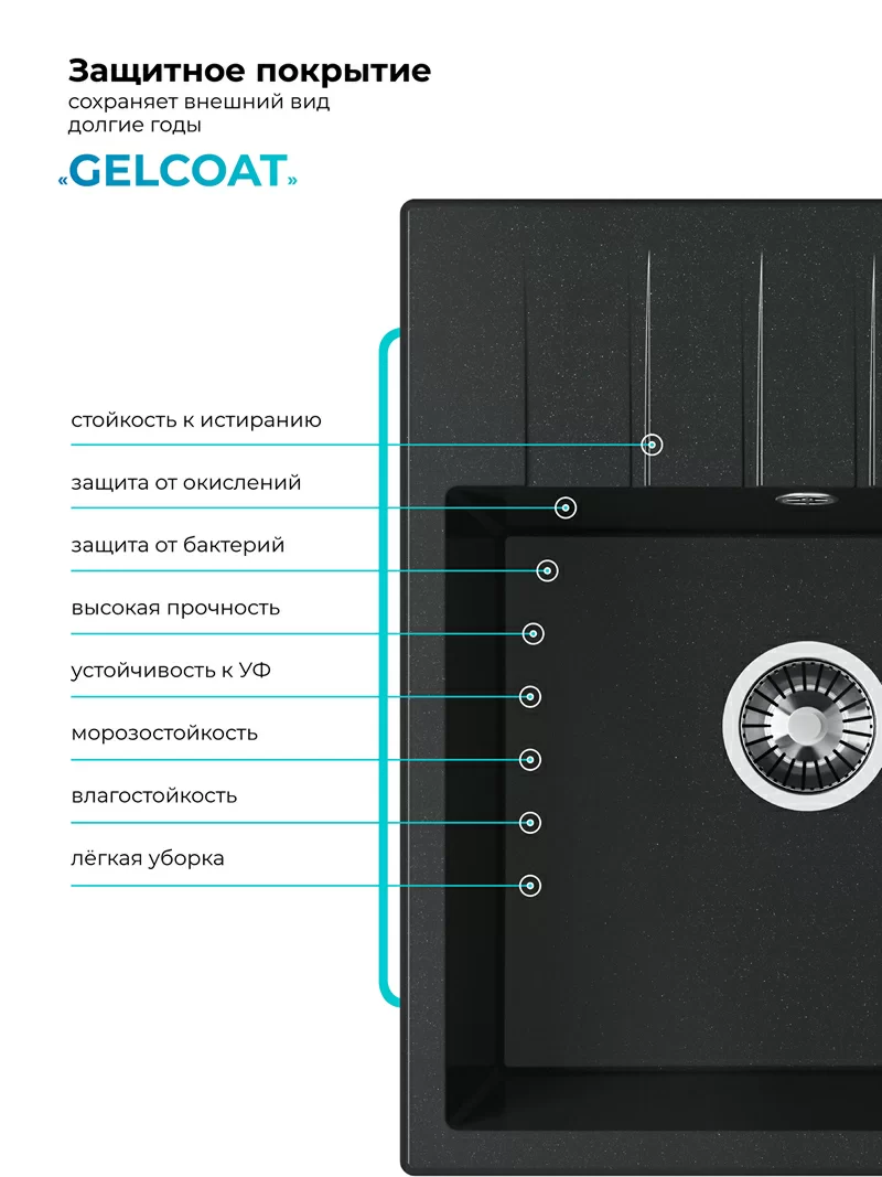 Кухонная мойка Polygran Deka-600 "Космос"
