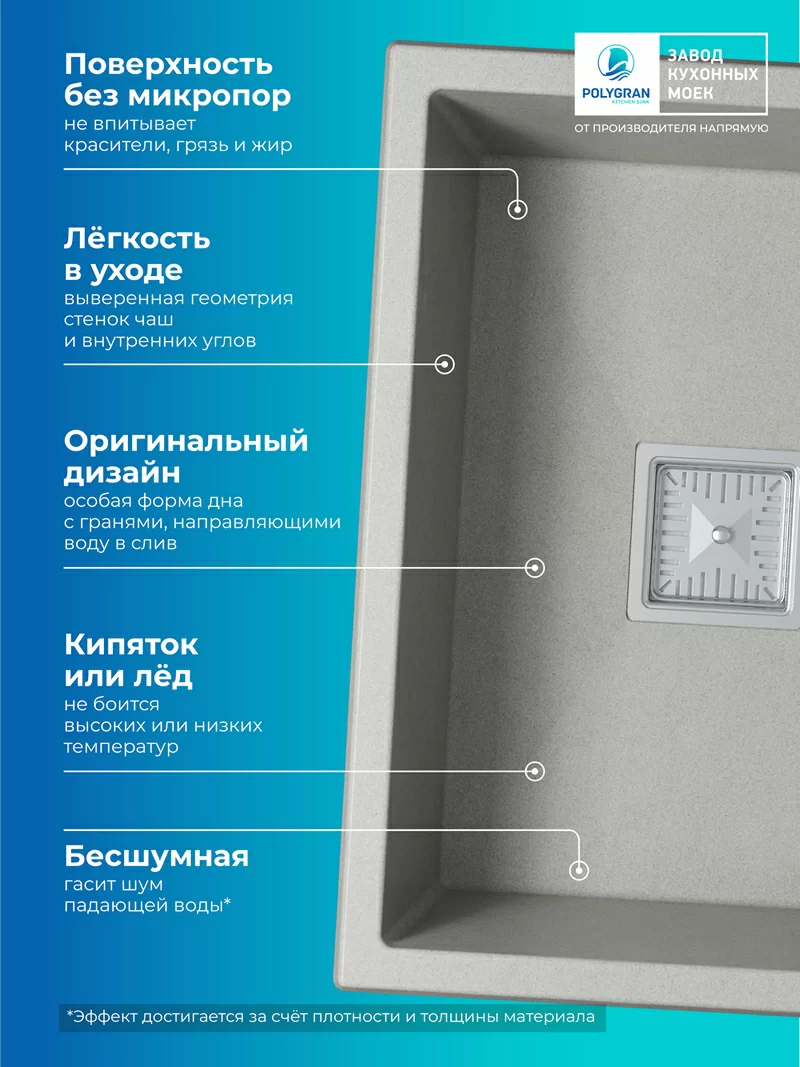 Кухонная мойка Polygran Blade-550 "Серый"
