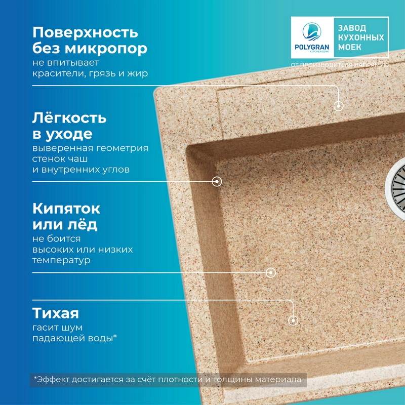 Кухонная мойка Polygran Argo-760 "Песочный"