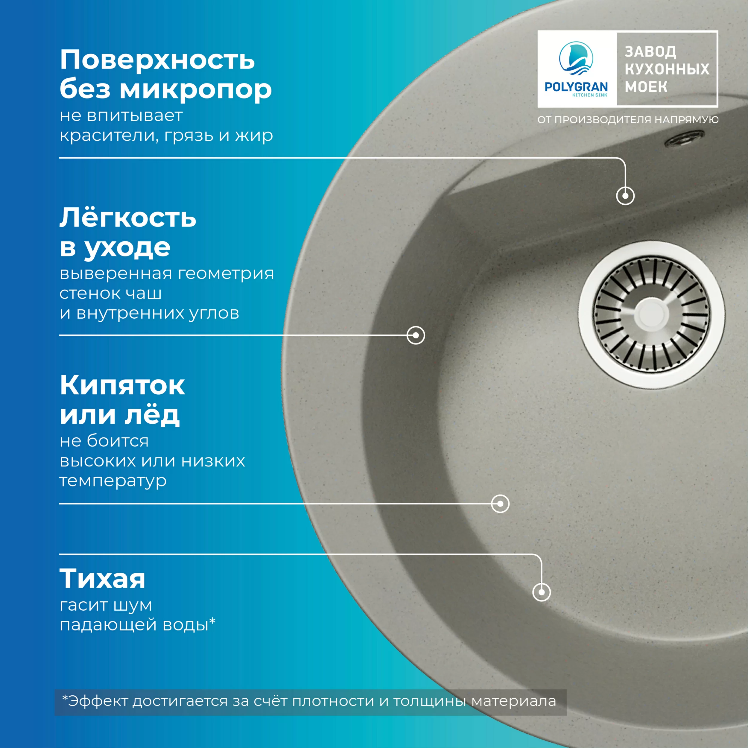 Кухонная мойка Polygran Atol-520 "Серый"