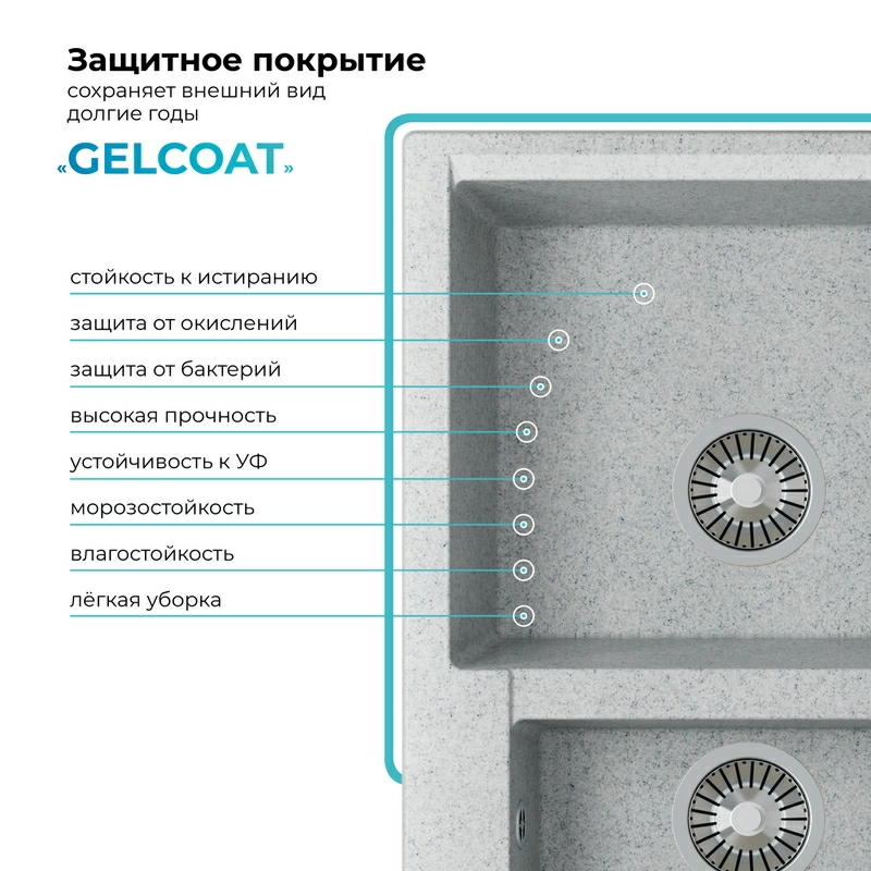 Кухонная мойка Polygran Brig-620 "Светло-Серый"