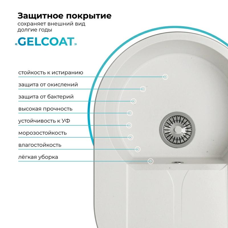 Кухонная мойка Polygran Atol-760 "Белый Хлопок"
