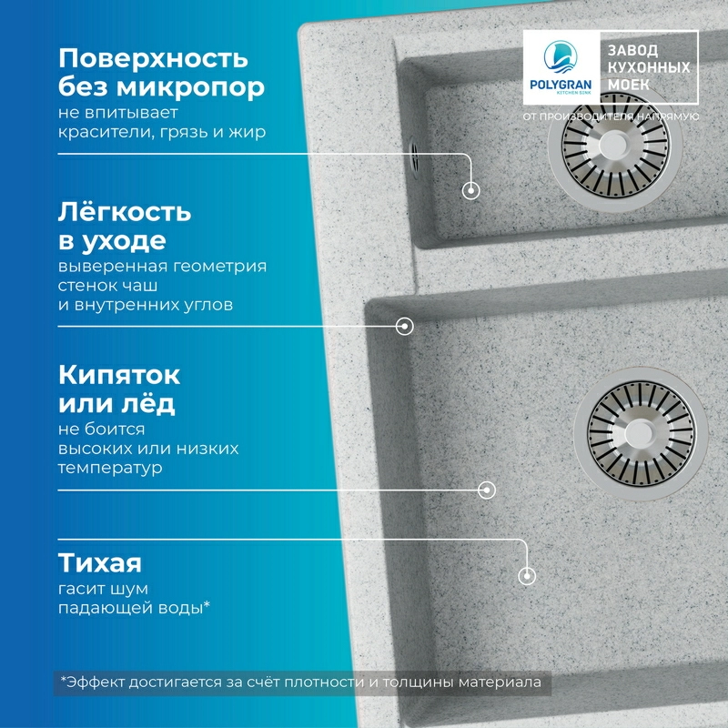 Кухонная мойка Polygran Brig-620 "Светло-Серый"