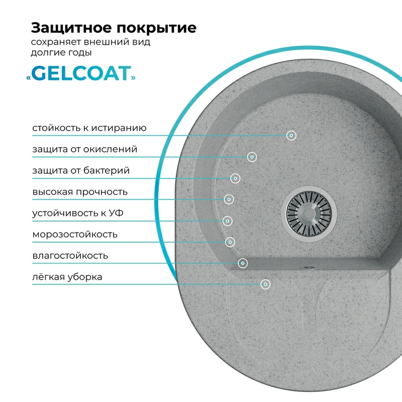 Кухонная мойка Polygran Atol-620 "Светло-серый"