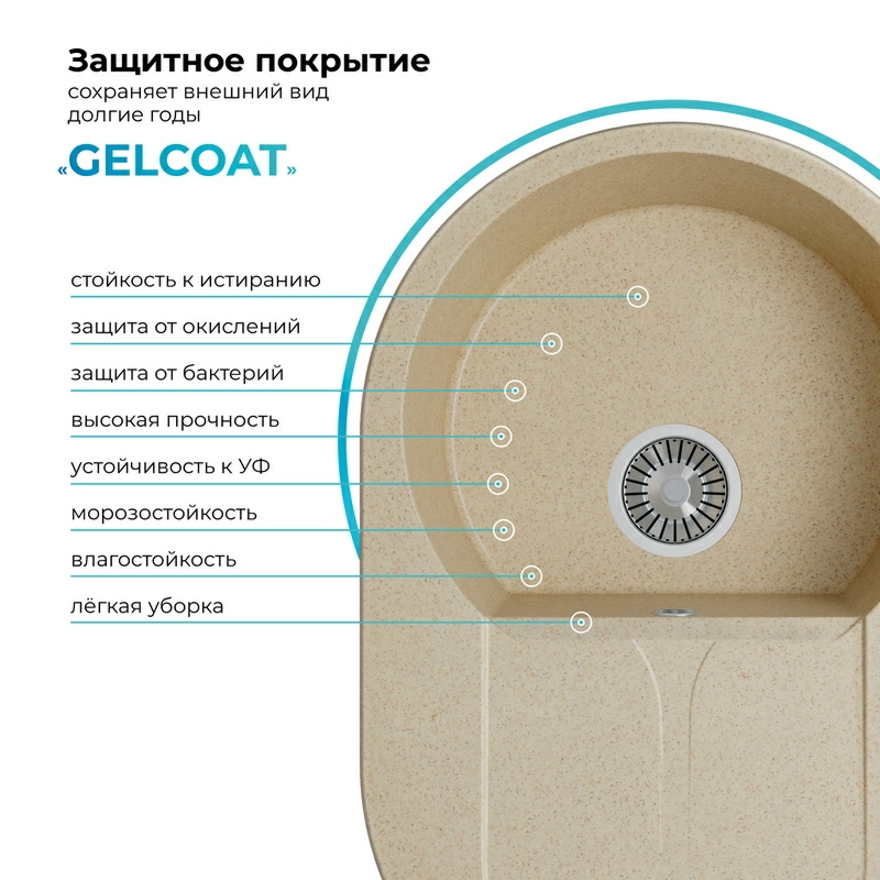 Кухонная мойка Polygran Atol-760 "Опал"