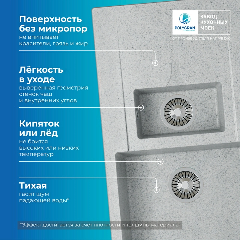 Кухонная мойка Polygran Brig-870 "Светло-Серый"