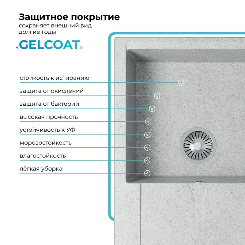 Кухонная мойка Polygran Gals-860 "Светло-Серый"