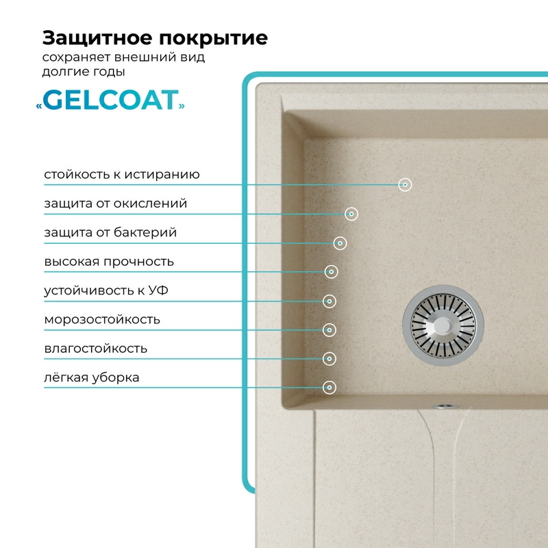 Кухонная мойка Polygran Gals-860 "Кремовый"