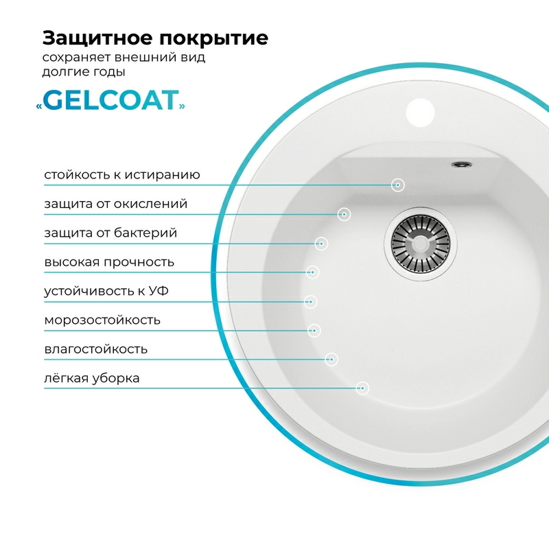 Кухонная мойка Polygran Atol-520 "Белый Хлопок"