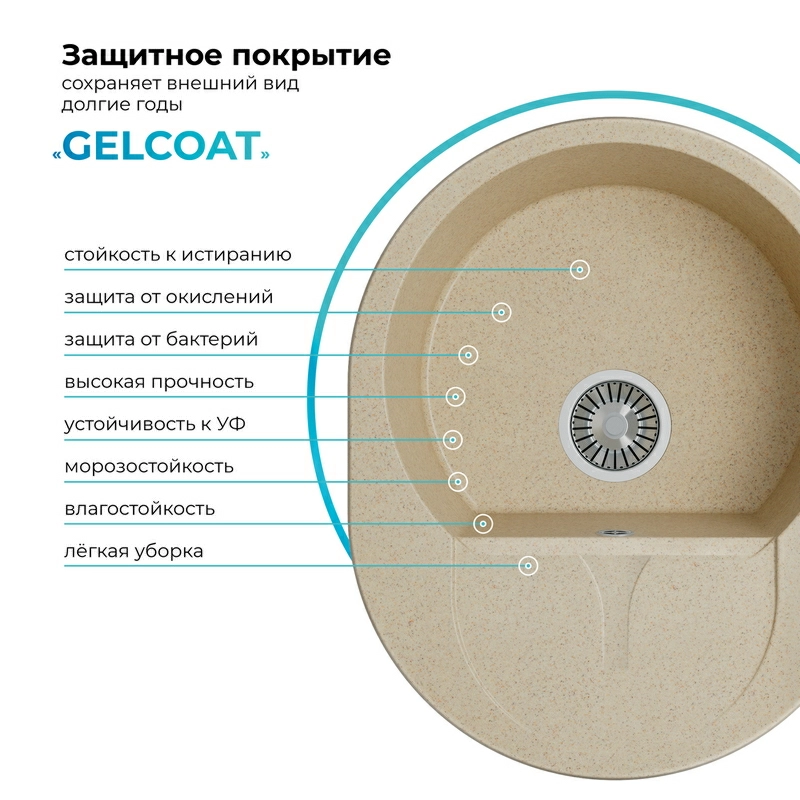 Кухонная мойка Polygran Atol-620 "Опал"