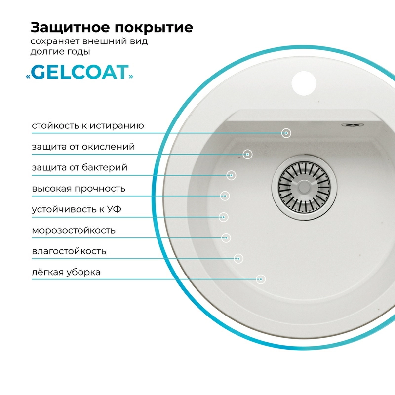 Кухонная мойка Polygran Atol-460 "Белый Хлопок"