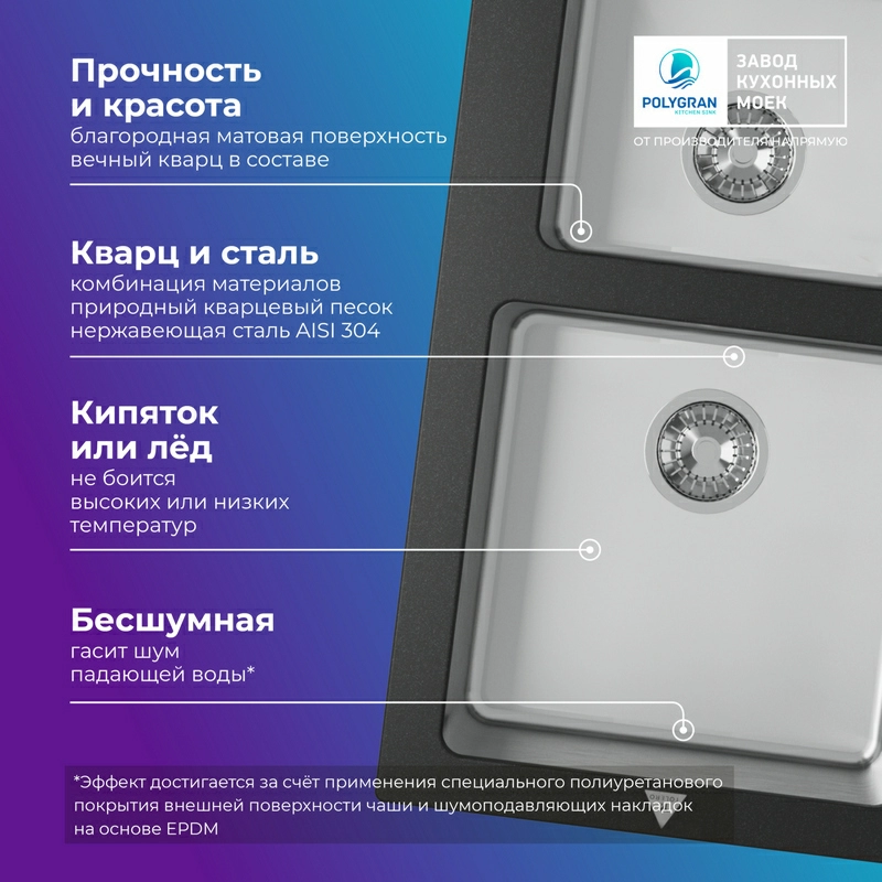 Кухонная мойка Tolero Twist-840 "Уголь"
