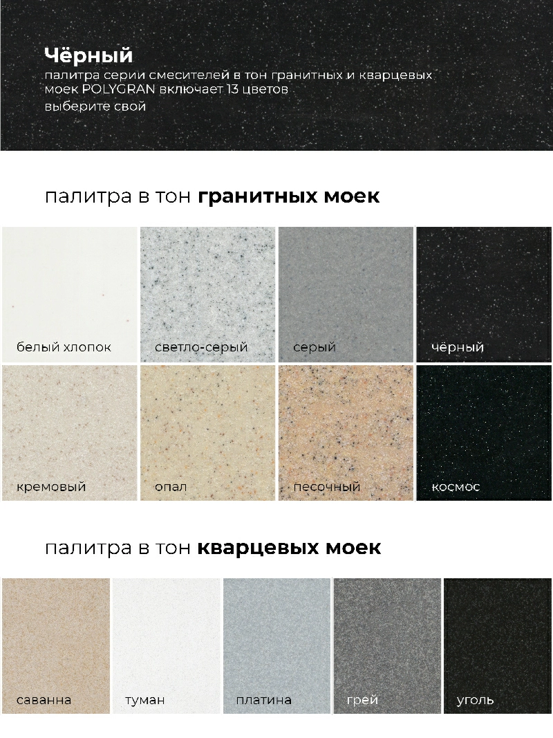 Смеситель для кухни Высокий. Латунный. "Чёрный"