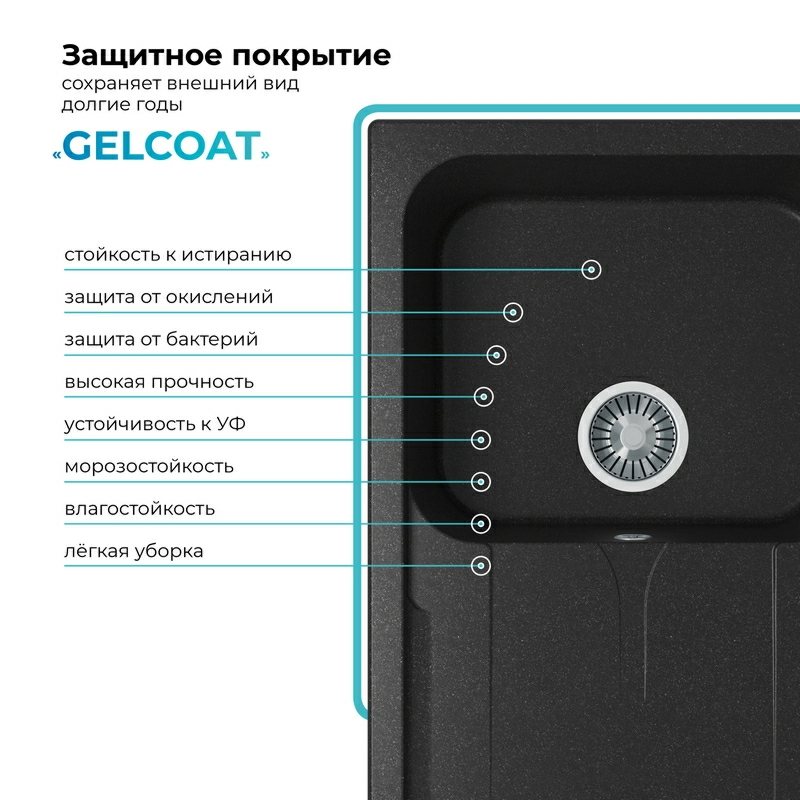 Кухонная мойка Polygran Alto-780 "Чёрный"