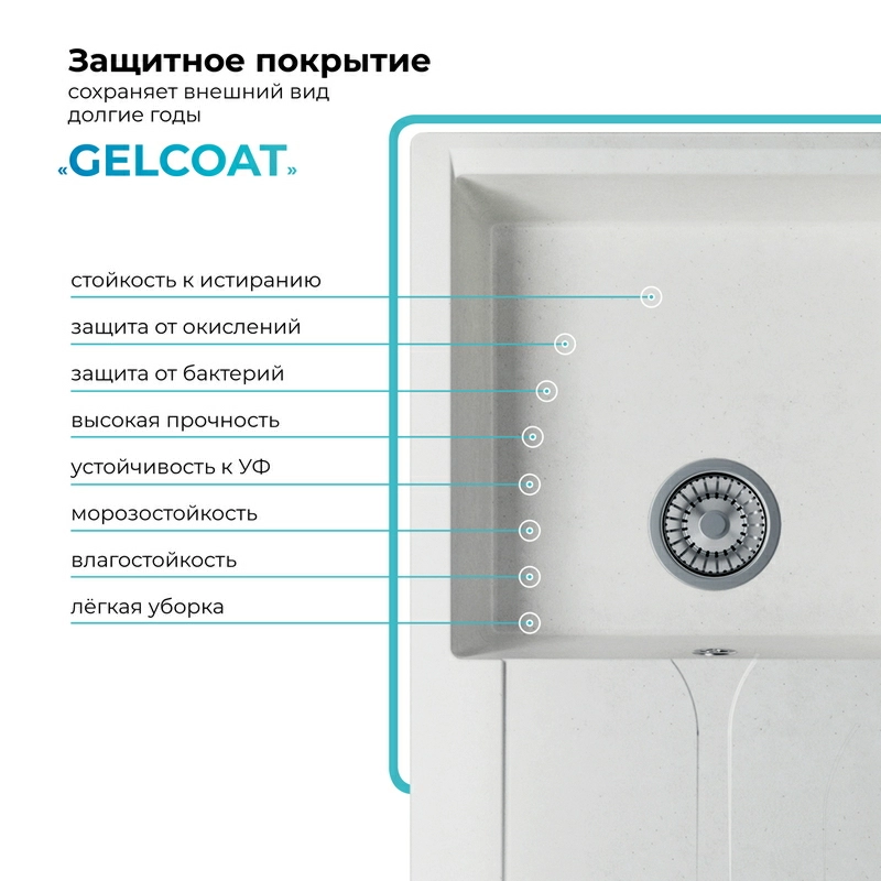Кухонная мойка Polygran Gals-860 "Белый Хлопок"