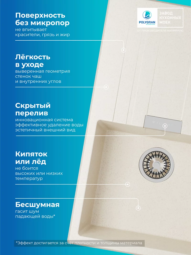 Мойка для кухни Polygran Loft-750 "Кремовый"