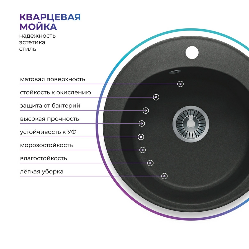 Кухонная мойка Tolero Classic R-108 "Уголь"