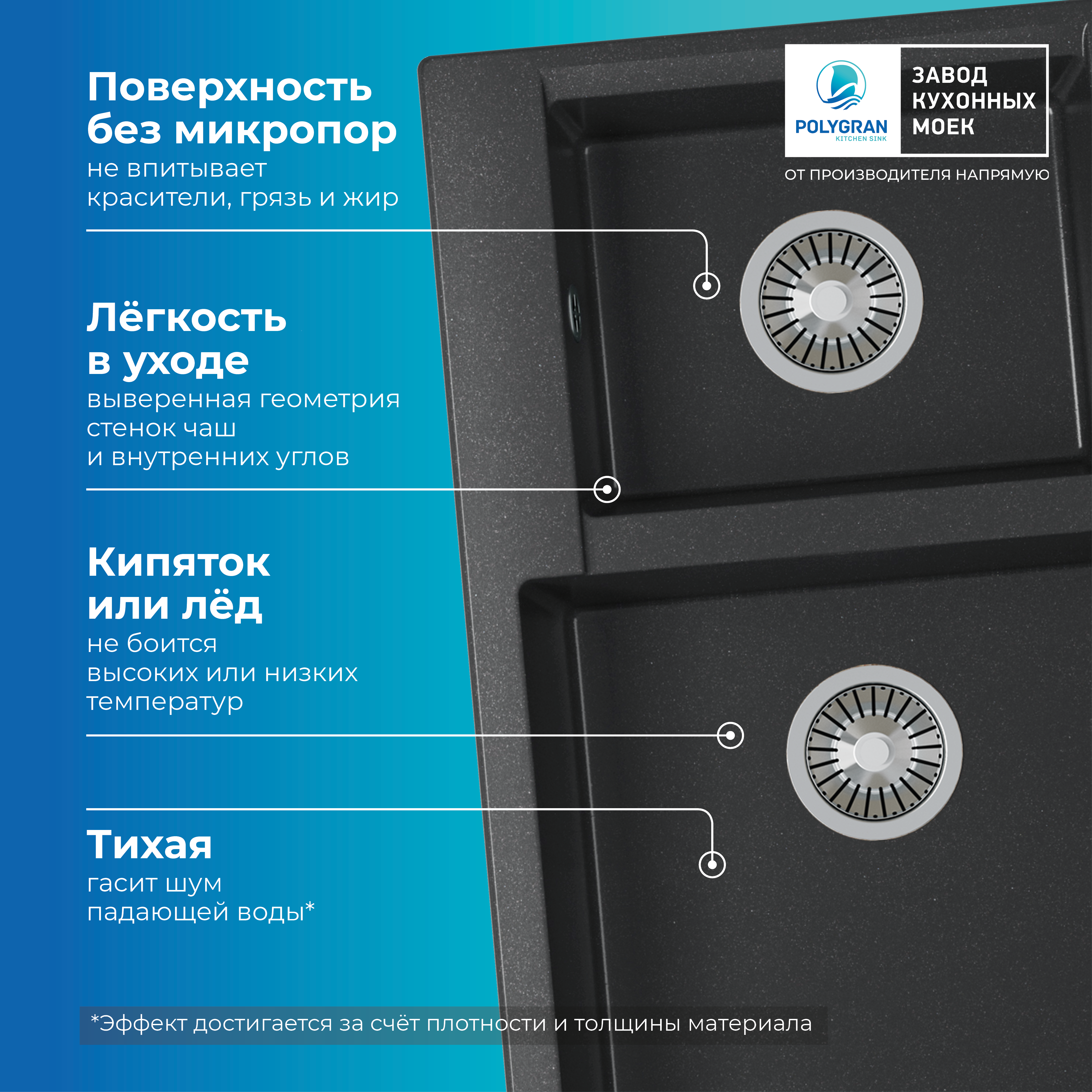 Кухонная мойка Polygran Brig-772 "Чёрный"