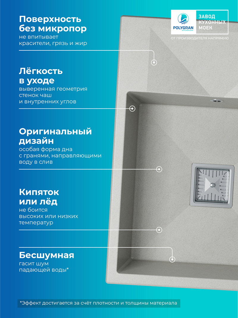 Кухонная мойка Polygran Blade-660 "Серый"