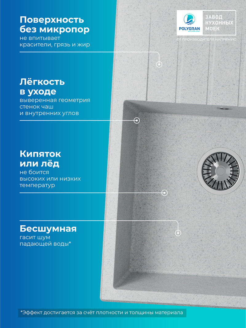 Кухонная мойка Polygran Deka-700 "Светло-Серый"