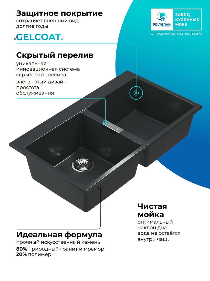 Мойка для кухни Polygran Loft-862 "Космос"