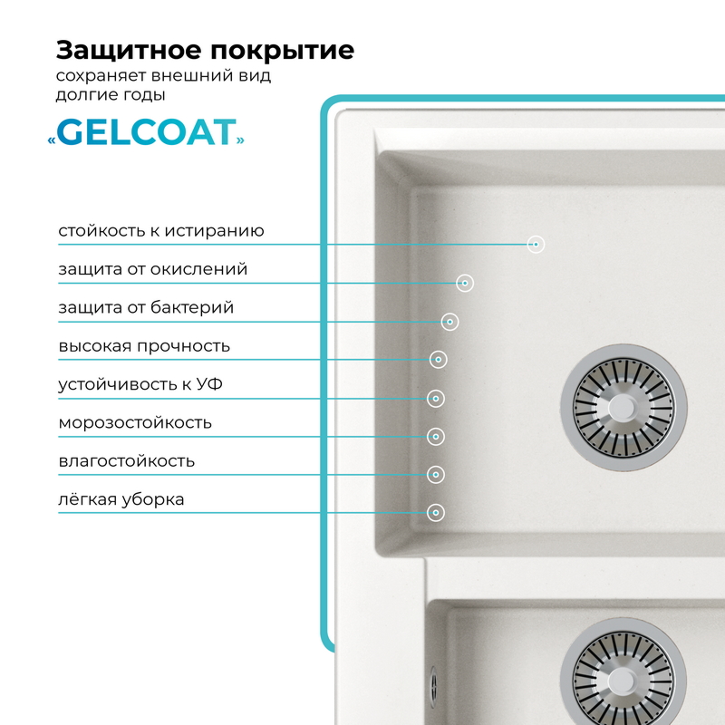 Кухонная мойка Polygran Brig-620 "Белый Хлопок"