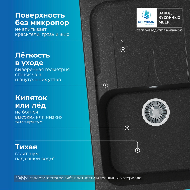 Кухонная мойка Polygran Alto-780 "Чёрный"