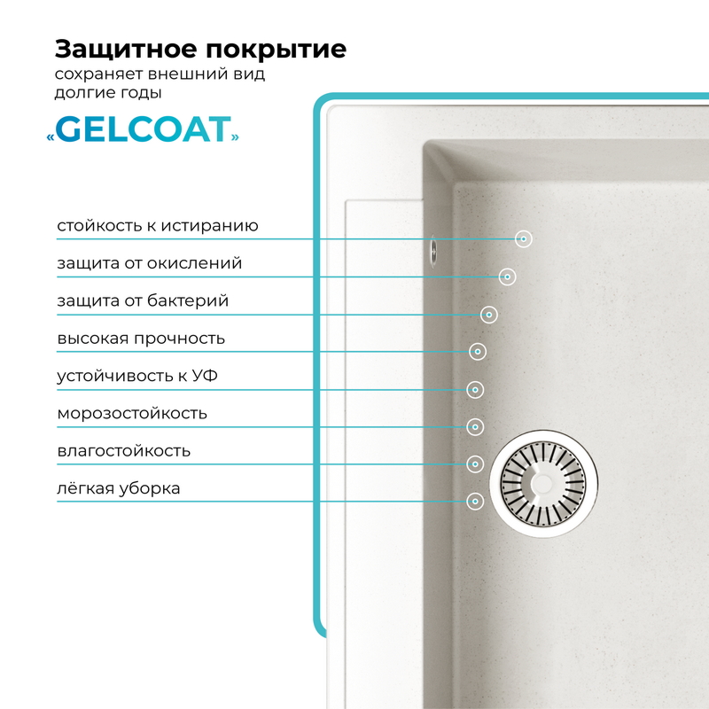 Кухонная мойка Polygran Argo-760 "Белый Хлопок"