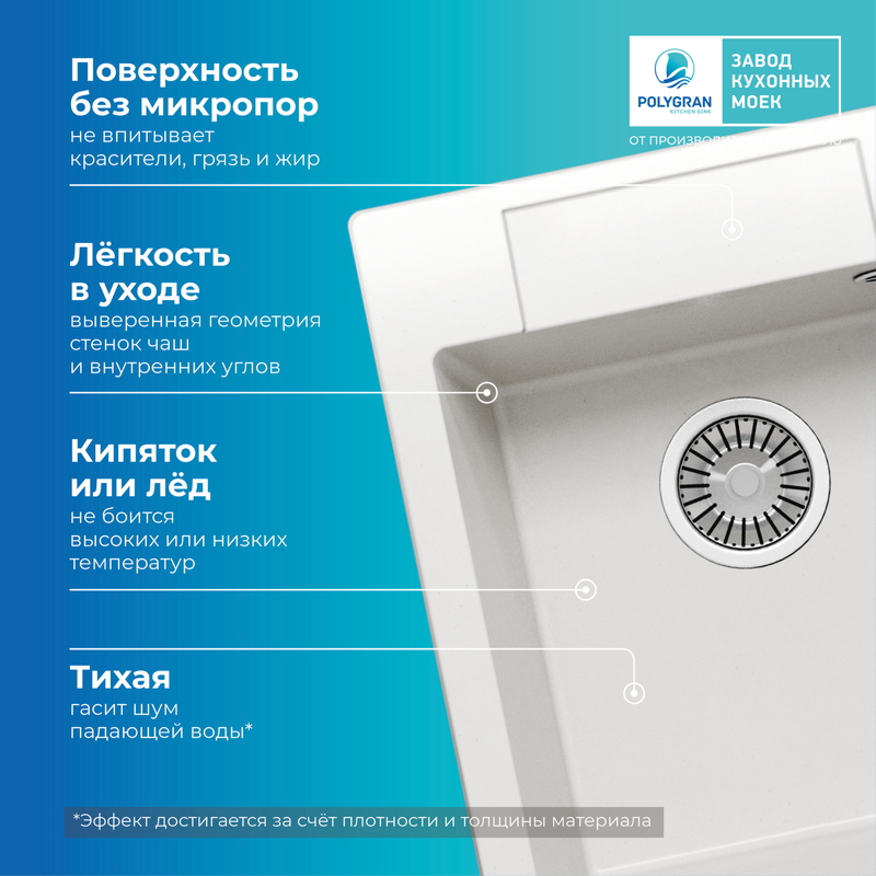 Кухонная мойка Polygran Argo-420 "Белый Хлопок"
