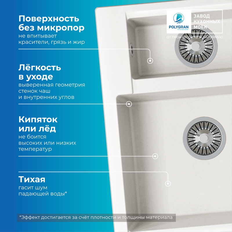 Кухонная мойка Polygran Brig-620 "Белый Хлопок"
