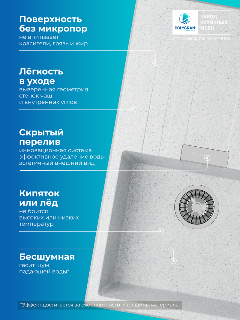 Мойка для кухни Polygran Loft-750 "Светло-серый"