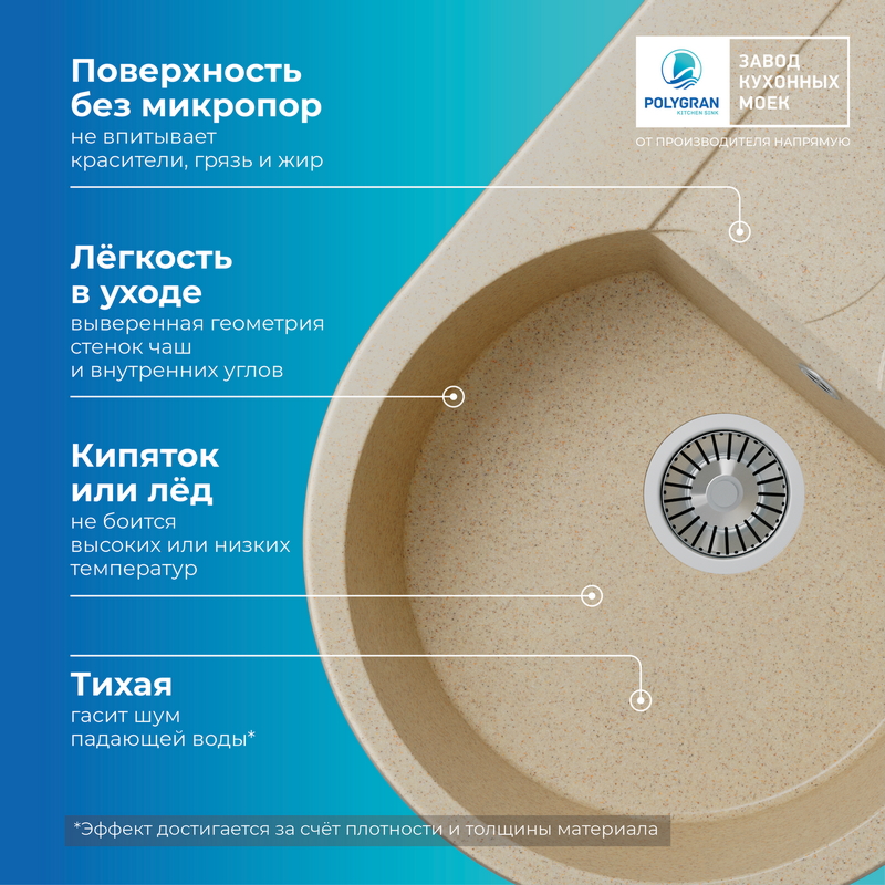 Кухонная мойка Polygran Atol-760 "Опал"