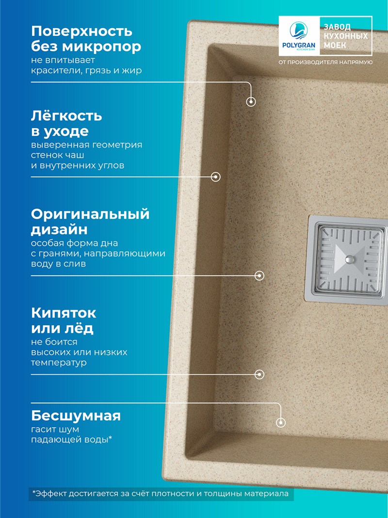 Кухонная мойка Polygran Blade-550 "Опал"