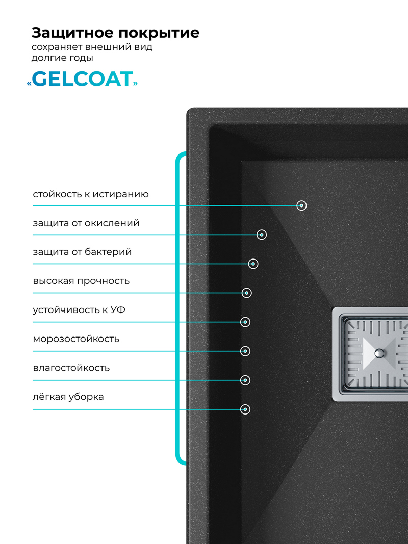 Кухонная мойка Polygran Blade-550 "Черный"