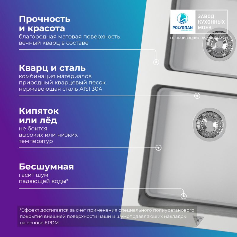 Кухонная мойка Tolero Twist-840 "Туман"