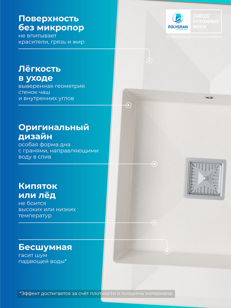 Кухонная мойка Polygran Blade-780 "Белый хлопок"