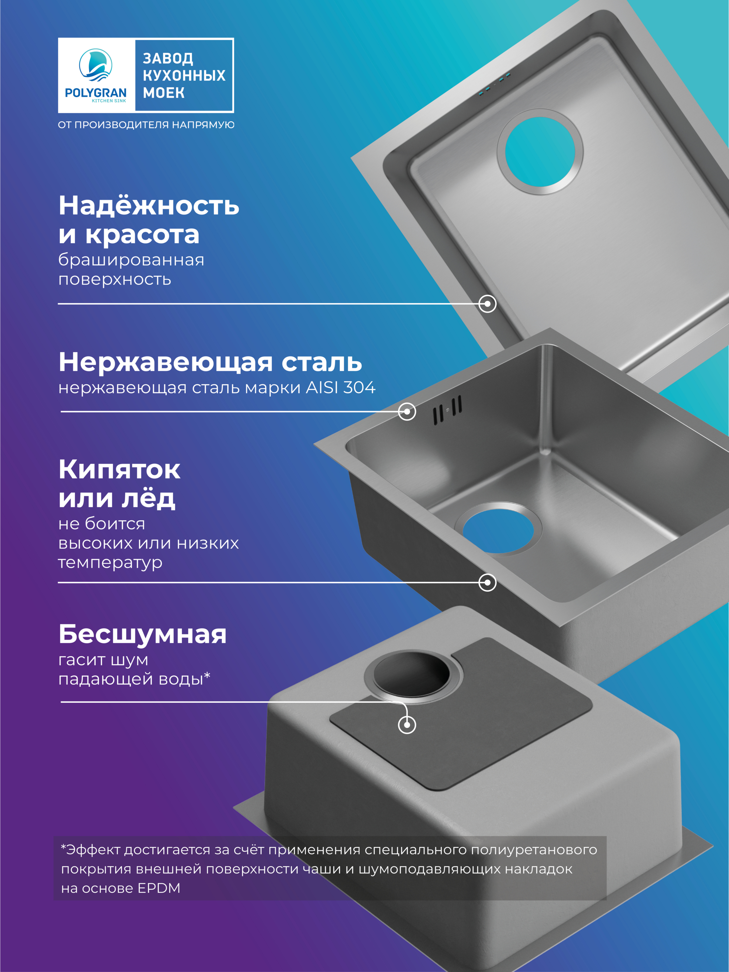 Кухонная мойка Polygran Steel-380