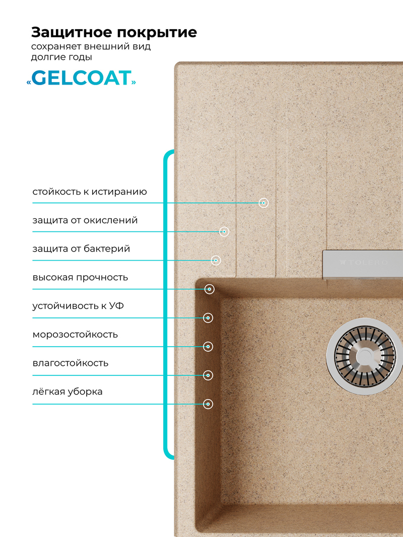 Мойка для кухни Polygran Loft-650 "Песочный"