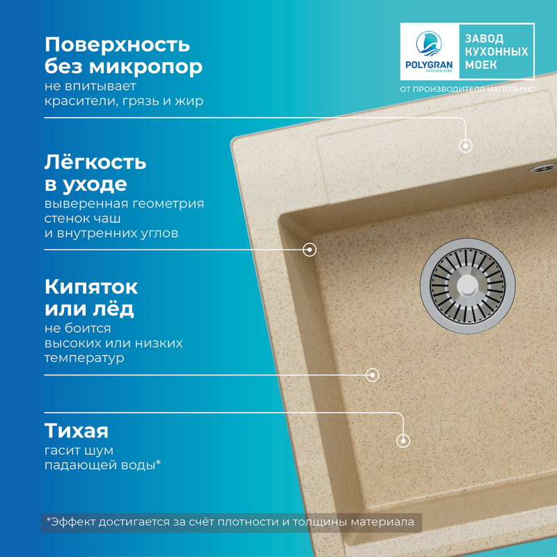 Кухонная мойка Polygran Argo-460 "Опал"