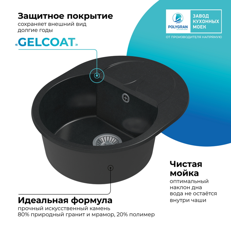 Кухонная мойка Polygran Atol-620 "Космос"