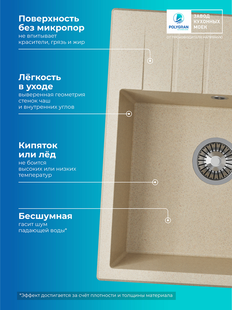 Кухонная мойка Polygran Deka-600 "Опал"