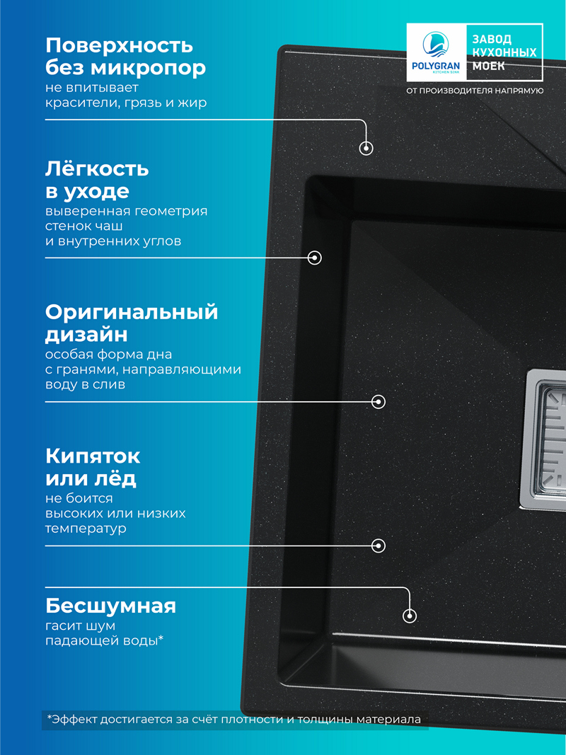Кухонная мойка Polygran Blade-500 "Космос"