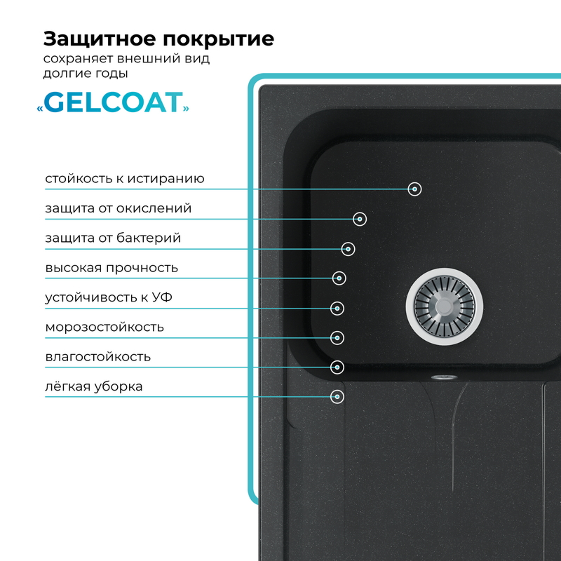Кухонная мойка Polygran Alto-780 "Космос"