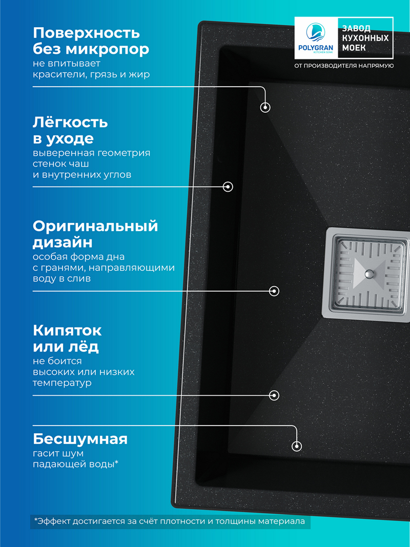 Кухонная мойка Polygran Blade-550 "Космос"