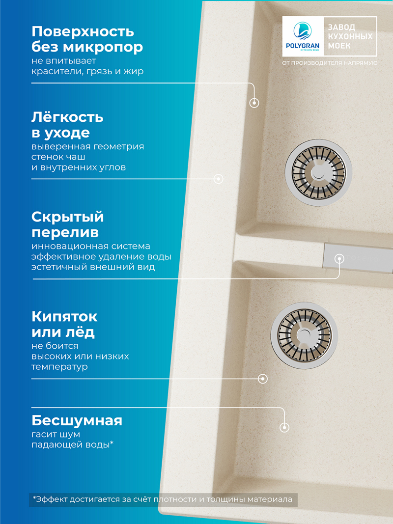Мойка для кухни Polygran Loft-862 "Кремовый"